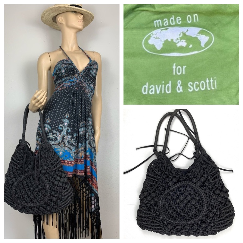 RARE Made On Earth David & Scotti Macrame Bag
